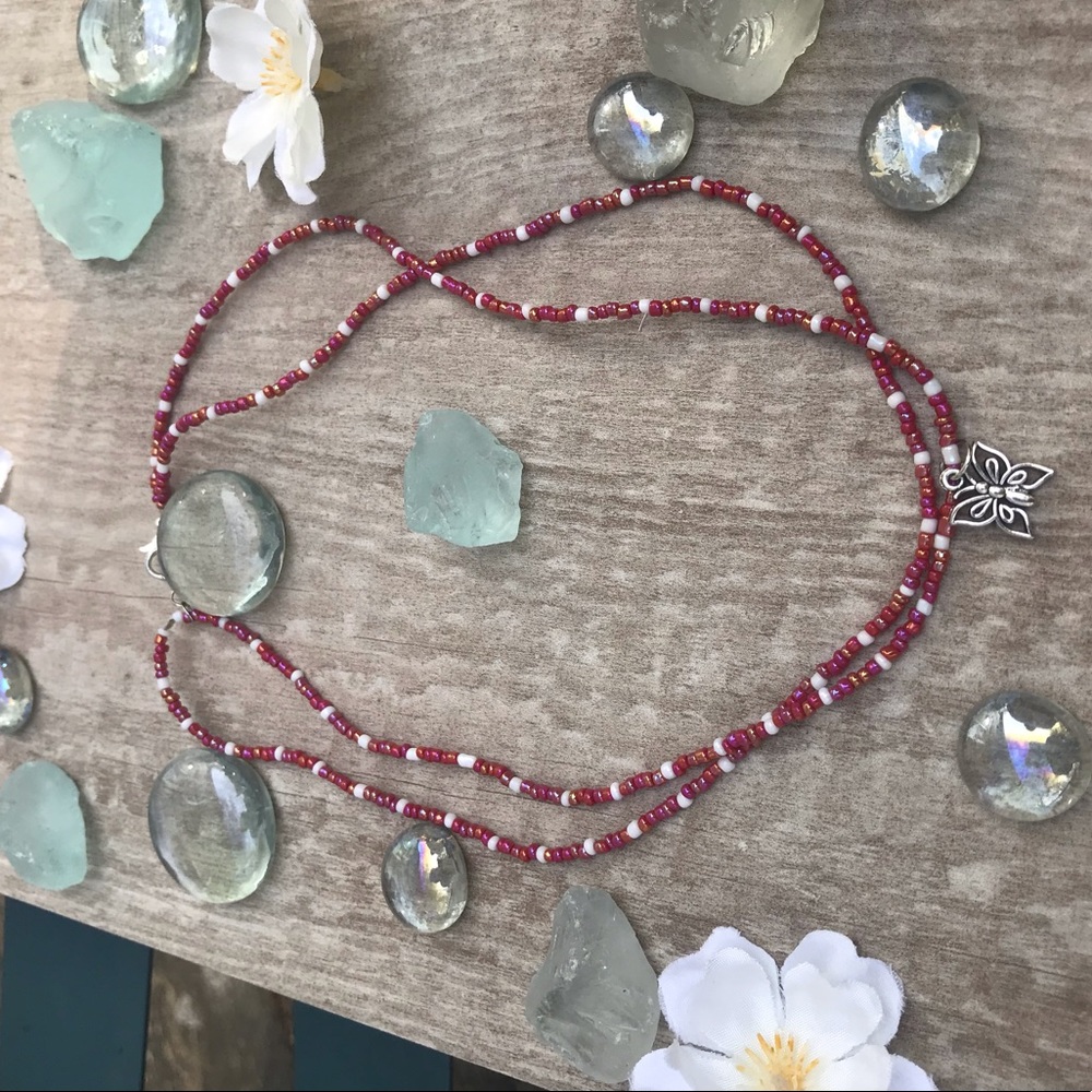 Butterfly handmade beaded necklace